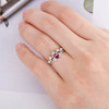 Ruby Bridal Set White Gold September Birthstone Diamond Ring Set