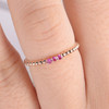 Natural Ruby Wedding Band Rose Gold Beaded Promise Ring Band