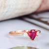 Pear Ruby Engagement Ring Rose Gold Diamond July Birthstone Ring