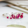 Oval Cut Pear Shaped Ruby Engagement Ring  White Gold Wedding Band