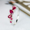 Oval Cut Pear Shaped Ruby Engagement Ring  White Gold Wedding Band