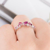 Oval Cut Pear Shaped Ruby Engagement Ring  White Gold Wedding Band