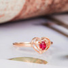 Oval Cut Ruby Engagement Ring Rose Gold Heart Shaped Ring