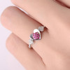 Heart Shape Ruby Engagement Ring White Gold Diamond Wedding Ring
