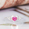Heart Shape Ruby Engagement Ring White Gold Diamond Wedding Ring