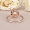 Rose Gold Hexagon Shaped Rainbow Moonstone Ring 