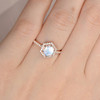 Rose Gold Hexagon Shaped Rainbow Moonstone Ring 