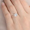 Rose Gold Hexagon Shaped Rainbow Moonstone Ring 