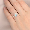 Hexagon Shaped  Moonstone Engagement Ring Rose Gold Bridal Set