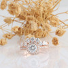 14k Rose Gold Wedding Engagement Ring Vintage Moissanite Ring Set