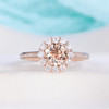 7mm Round Cut Rose Gold Halo Morganite Engagement Wedding Ring