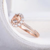 7mm Round Cut Rose Gold Halo Morganite Engagement Wedding Ring