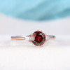 6.5mm  Ruby Engagement Ring Rose Gold Lab Ruby Engagement Ring