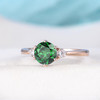 Rose Gold Engagement Ring Lab Emerald Engagement Wedding Ring 