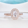 Art Deco 5x7mm Oval Cut Moissanite Ring Rose Gold Engagement Ring