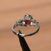  Silver Wedding Ring Natural Garnet Ring Red Gems January Birthstone Ring 