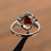 Emerald Cut Red Gemstone Sterling Silver January Birthstone Ring