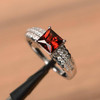 Birthstone Princess Cut Gems Red Gemstone Sterling Silver Ring 