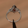 Marquise Cut Red Gemstone Sterling Silver Ring Proposal Ring 