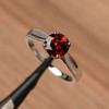 Red Garnet Ring Solitaire Ring Wedding Ring Sterling Silver Ring 