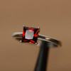 Princess Cut Gemstone Red Garnet Ring January Birthstone Ring Promise Ring 