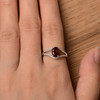 Sterling Silver Oval Cut Red Gemstone Ring January Birthstone Promise Ring 