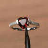 Heart Cut red Gemstone Sterling Silver Ring Natural Garnet Ring