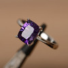 Cushion Cut Natural Gemstone Amethyst Ring February Birthstone Ring