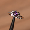 Bezel Setting Ring Natural Amethyst Rings Princess Cut Ring Silver Ring 