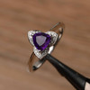 Trillion Cut Sterling Silver Ring Purple Gemstone Ring February Birthstone Ring 