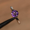 Sterling Silver Octagon Solitiare Amethyst Ring February Birthstone Ring 