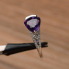 February Birthstone Purple Gemstone Ring Trillion Cut Silver Amethyst Ring