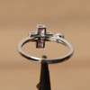Natural Amethyst Ring Multistone Ring February Birthstone Silver Ring