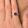 Silver Engagement Ring Cushion Gemstone Ring Natural Quartz Ring 