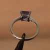 Amethyst Ring Square Cut Purple Gemstone Natural Quartz Ring Silver Ring
