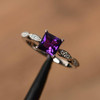 Princess Cut Ring Anniversary Rings Amethyst Rings Sterling Silver Ring