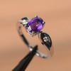 Oval Cut Gemstone Birthstone Purple Gems Sterling Silver Ring 