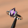 Marquise Cut Gemstone Amethyst Purple Gems Sterling Silver Ring  