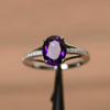 Oval Cut Solid Sterling Silver Ring Birthstone Purple Gemstone Ring 