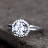 7mm Round Cut Cubic Zirconia Engagement Ring Sterling Silver CZ Ring