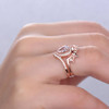 Crown Ring Set CZ Princess Queen Ring 5x8mm Pear Cut Engagement Ring Set