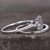Oval CZ Engagement Ring Stack Ring 2PCS Matching Ring Promise ring Set