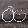 Oval CZ Engagement Ring Stack Ring 2PCS Matching Ring Promise ring Set