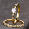 Art Deco Engagement Ring 5mm Round Cut CZ Solitaire Ring Marquise Wedding Band 