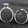 Pear Cut Engagement Ring Set 6x8mm White CZ Promise Ring Plain Gold 