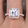 8mm Princess Cut Engagement Ring Cubic Zirconia Halo Ring CZ Wedding Band 