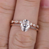 Oval Sterling Silver Ring SET Cubic Zirconia Wedding Engagement stack ring Promise ring