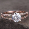 7mm Round Silver Rose Gold Plated Engagement Ring Cubic Zirconia Wedding  