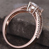 7mm Round Silver Rose Gold Plated Engagement Ring Cubic Zirconia Wedding  