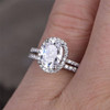 6*8mm Oval Cut Engagement CZ Ring  Half Eternity Wedding Sterling Silver Ring